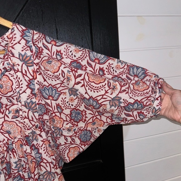 Sole by Mare Sole Amore Beautiful 100% Cotton Boho Puff Sleeve Lined Dress Sz M - Picture 6 of 12